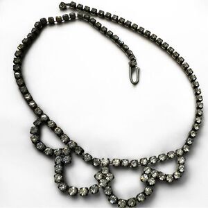 Vintage Clear Rhinestone Statement Necklace